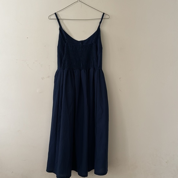 Navy blue sleeveless summer dress with pockets | Size Large - Picture 8 of 10